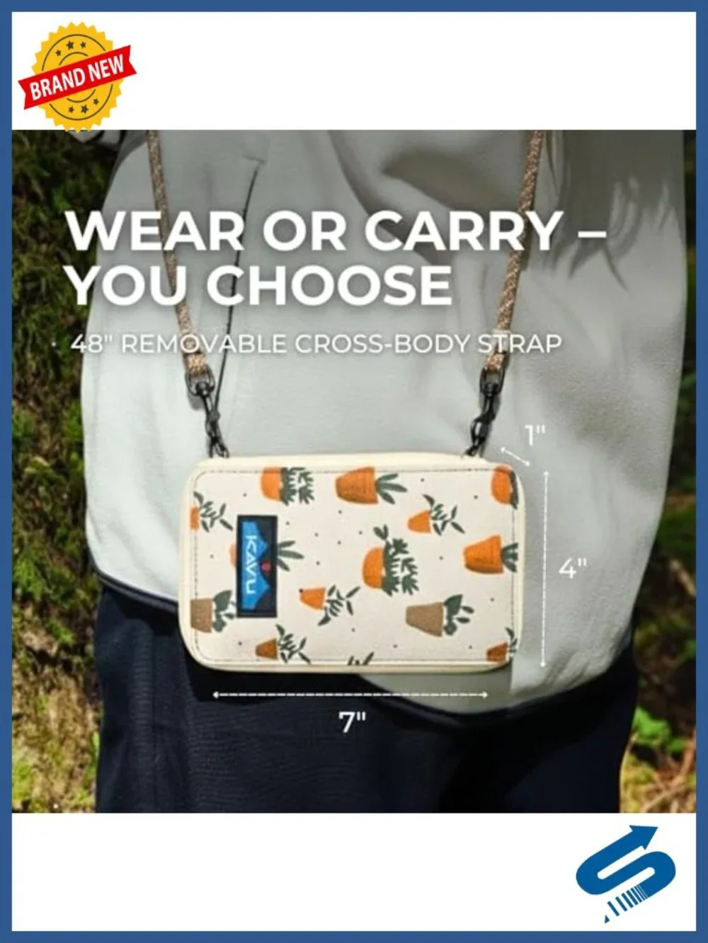 Cotton Canvas Bi-Fold Crossbody Wallet with Rope Strap